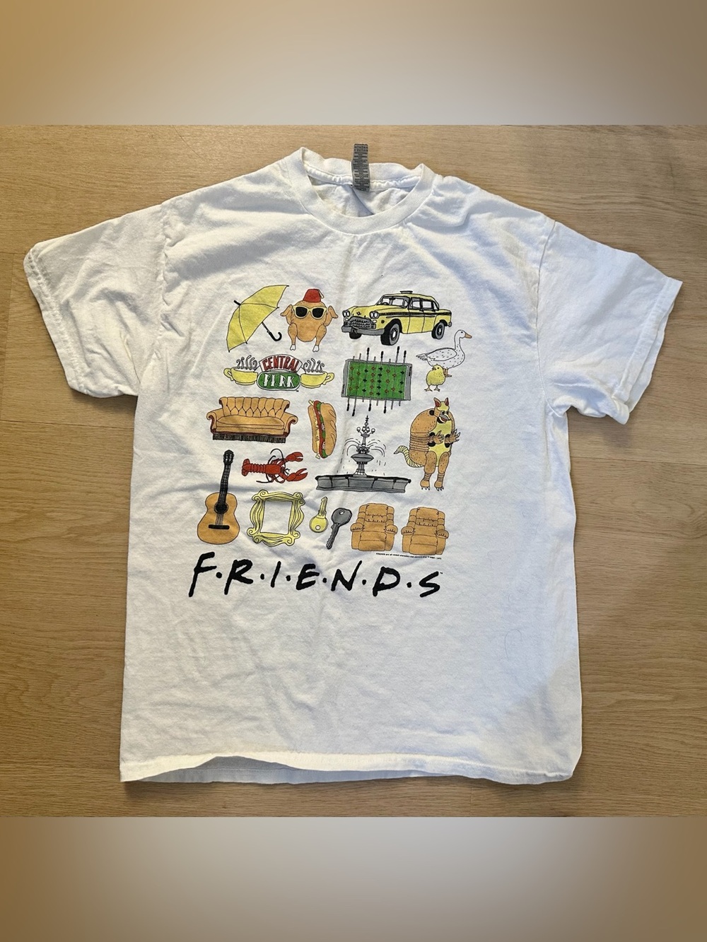 Friends Gildan White Unisex Tee with Colorful Icon Collage
